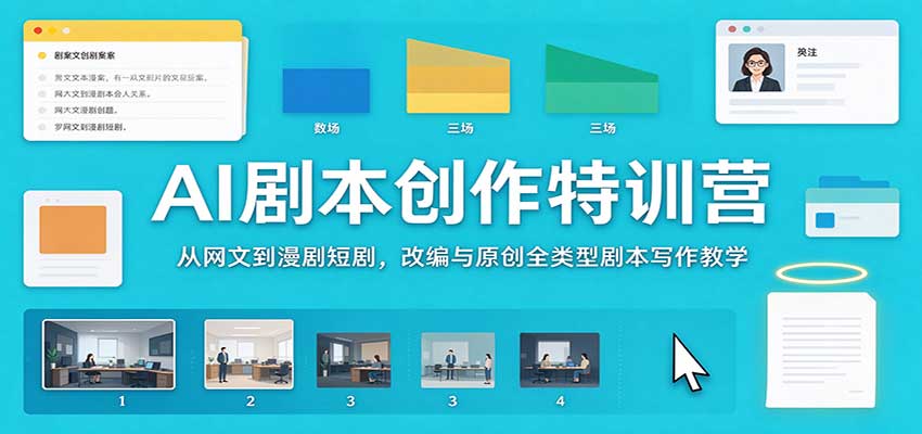 AI剧本创作特训营：从网文到漫剧短剧，改编与原创全类型剧本写作教学-网创资源站