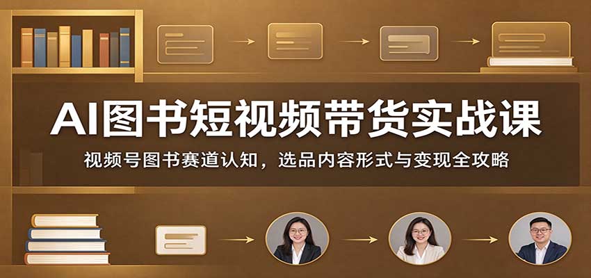 AI图书短视频带货实战课：视频号图书赛道认知，选品内容形式与变现全攻略-网创资源站