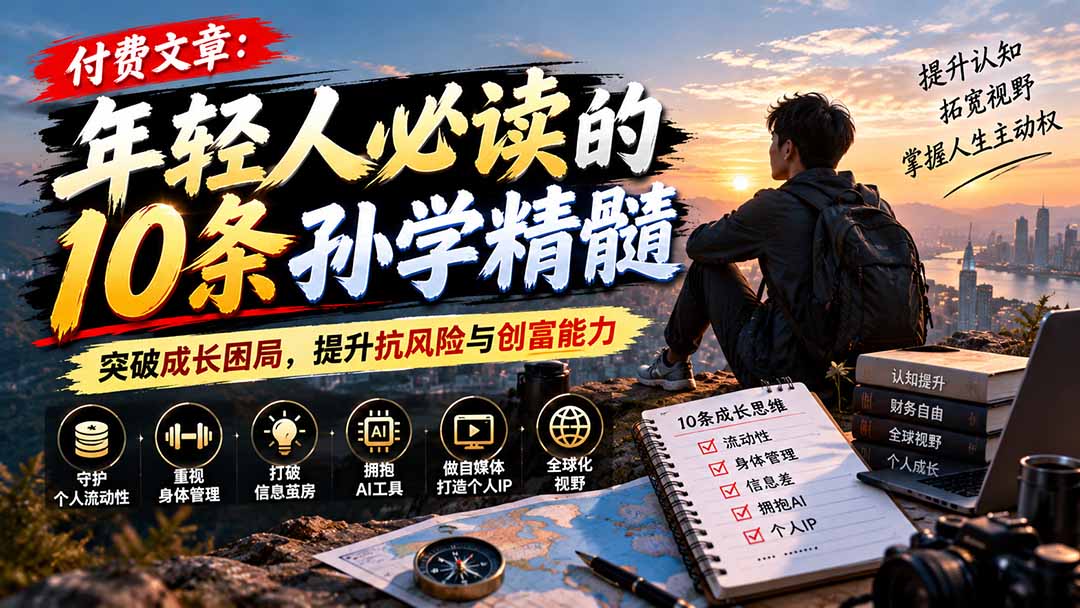 付费文章：年轻人必读的10条孙学精髓，突破成长困局，提升抗风险与创富能力-网创资源站