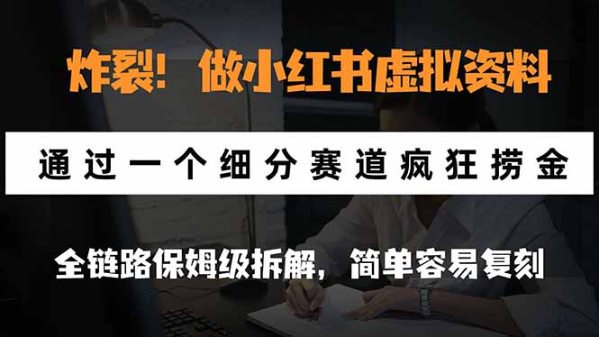 炸裂！做小红书虚拟资料，通过一个细分赛道疯狂捞金，全链路保姆级拆解，简单容易复刻-网创资源站