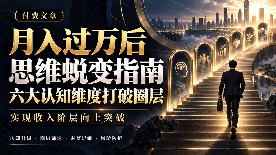 付费文章：月入过万后思维蜕变指南，六大认知维度打破圈层，实现收入阶层向上突破-网创资源站