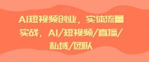 AI短视频创业,实体流量实战,AI/短视频/直播/私域/团队-网创资源站
