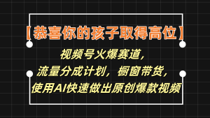 【恭喜你的孩子取得高位】视频号火爆赛道，分成计划橱窗带货，使用AI快速做原创视频-网创资源站