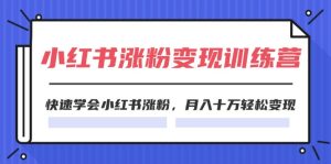 （11762期）2024小红书涨粉变现训练营，快速学会小红书涨粉，月入十万轻松变现(40节)-网创资源站