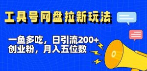 一鱼多吃,日引流200+创业粉,全平台工具号,网盘拉新新玩法月入5位数【揭秘】-网创资源站