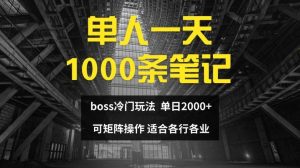 单人一天1000条笔记,日入2000+,BOSS直聘的正确玩法【揭秘】-网创资源站