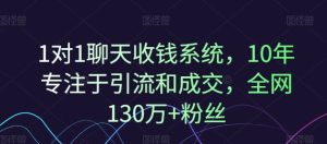 1对1聊天收钱系统，10年专注于引流和成交，全网130万+粉丝-网创资源站