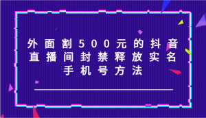 外面割500元的抖音直播间封禁释放实名/手机号方法！-网创资源站