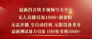 最新抖音快手视频号全平台无人直播引流1000+精准创业粉，日轻松变现5k+【揭秘】-网创资源站