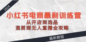 2024小红书电商暴利训练营：从开店到选品，混剪到无人直播全攻略-网创资源站