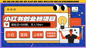 小红书创业粉日+500,月入10W+,无脑操作,每天20分钟-网创资源站