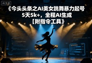 今日头条之AI美女跳舞暴力起号,5天1k+,全程AI生成【附指令工具】-网创资源站