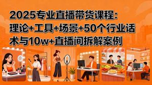 2025专业直播带货课程:理论+工具+场景+50个行业话术与10w+直播间拆解案例-网创资源站