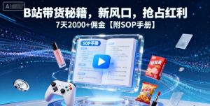 B站带货秘籍,新风口,抢占红利,7天2k+佣金【附SOP手册】-网创资源站