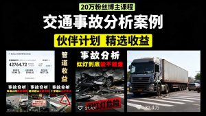 交通事故分析案例短视频,剪辑技巧+文案模板+配音教学+快速起号 月收益2w+-网创资源站