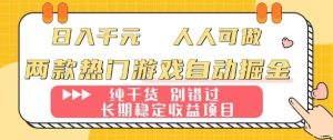 两款热门游戏自动掘金:日入1k,人人可做,纯干货,长期稳定收益项目【揭秘】-网创资源站