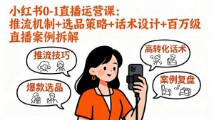 小红书0-1直播运营课:推流机制+选品策略+话术设计+百万级直播案例拆解-网创资源站