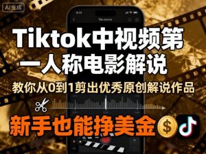 Tiktok中视频第一人称电影解说,教你从0到1剪出一个优秀的原创解说作品,新手也能挣美金-网创资源站