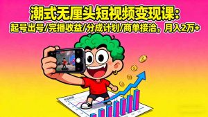 潮式无厘头短视频变现课:起号出号/完播收益/分成计划/商单接洽,月入2万+-网创资源站