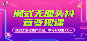潮式无厘头抖音变现课,独创工业化生产流程,单号月收益2万+-网创资源站