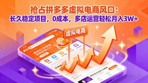 抢占拼多多虚拟电商风口:长久稳定项目,0成本,多店运营轻松月入3W+-网创资源站
