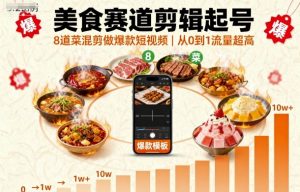 美食赛道剪辑起号,8道菜混剪做爆款短视频,从0到1,流量超高-网创资源站