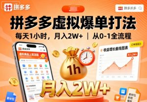 拼多多虚拟爆单打法,每天1小时,月入2W+,从0-1全流程-网创资源站