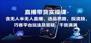 直播带货实操课:含无人半无人直播、选品思路,投流技巧,各平台玩法及答疑,干货满满-网创资源站