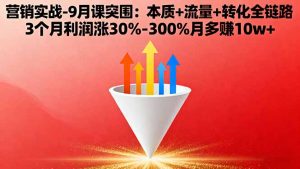 营销实战-9月突围课:本质+流量+转化全链路 3个月利润涨30%-300%月多赚10w+-网创资源站
