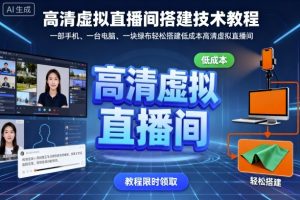 高清虚拟直播间搭建技术教程,一部手机、一台电脑、一块绿布轻松搭建低成本高清虚拟直播间-网创资源站