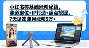 小红书零基础涨粉秘籍,赛道定位+IP打造+痛点挖掘,7天见效 单月涨粉5万+-网创资源站