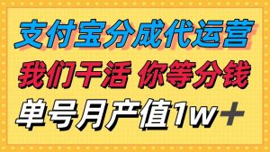 十月最强捡钱项目,支付宝分成代运营,我们干活,你等着分钱!单号月产…-网创资源站