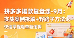 拼多多爆款复盘课-9月:实战案例拆解+野路子方法论,快速掌握爆单新逻辑-网创资源站