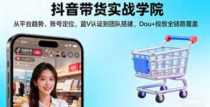 抖音带货实战学院:从平台趋势/账号定位/蓝V认证到团队搭建/Dou+投放全链路-网创资源站