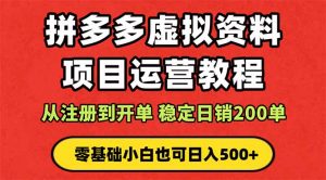 拼多多开店运营课程: 蓝海变现玩法,轻松实现睡后收入 零基础小白也可…-网创资源站