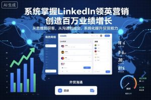 系统掌握LinkedIn领英营销,创造百万业绩增长,从思维到获客,从沟通到成交,系统化提升外贸能力-网创资源站