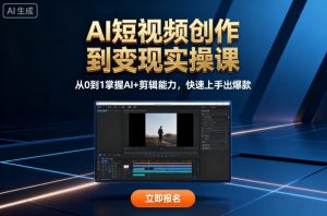 AI短视频创作到变现实操课,从0到1掌握AI+剪辑能力,快速上手出爆款(更新10月)-网创资源站