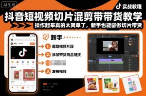 抖音短视频切片混剪带货教学，操作起来真的太简单了，新手也能做切片带货-网创资源站