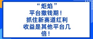 “炬焰”：平台撒钱期！抓住新赛道红利，5分钟二创内容，收益是其他平台几倍！-网创资源站