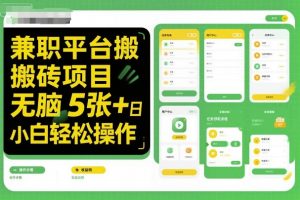 兼职平台搬砖项目无脑操作日入5张＋小白轻松操作-网创资源站