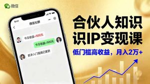 合伙人知识IP变现课，微信生态,内容创作与爆款打造,全网引流，新手月入2w+-网创资源站