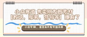 小众赛道售卖朋友圈素材【教培，服装，营销等】賺麻了，小白可做，甚至当天有可能出单-网创资源站