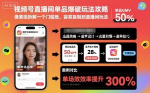 视频号直播间单品爆破玩法攻略，像素级拆解一个门槛低，容易复制到直播间玩法-网创资源站