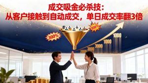 吸金成交营销必杀技：从客户接触到自动成交，单日成交率翻3倍-网创资源站