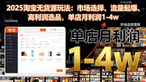 2025淘宝无货源玩法：市场选择、流量起爆、高利润选品，单店月利润1-4w-网创资源站