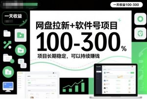 网盘拉新+软件号项目，一天收益100-300，项目长期稳定，可以持续賺钱-网创资源站
