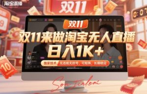 双11来做淘宝无人直播,日入1K+,独家技术,无违规无封号,可矩阵,长期稳定【揭秘】-网创资源站