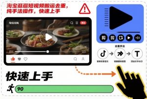 淘宝逛逛短视频搬运去重，纯手法操作，快速上手-网创资源站