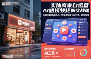 实体商家自运营AI短视频矩阵实战课，实体店如何通过AI+短视频实现引流拓客、团购增量-网创资源站