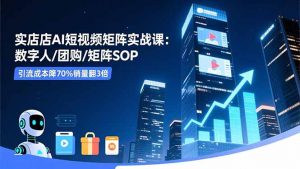 实体店AI短视频矩阵实战课：数字人/团购/矩阵SOP，引流成本降70%销量翻3倍-网创资源站